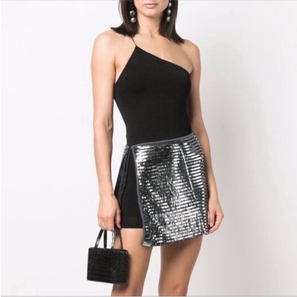 NEW Oseree Sequined Skirt Silver Medium-Large - Picture 1 of 17